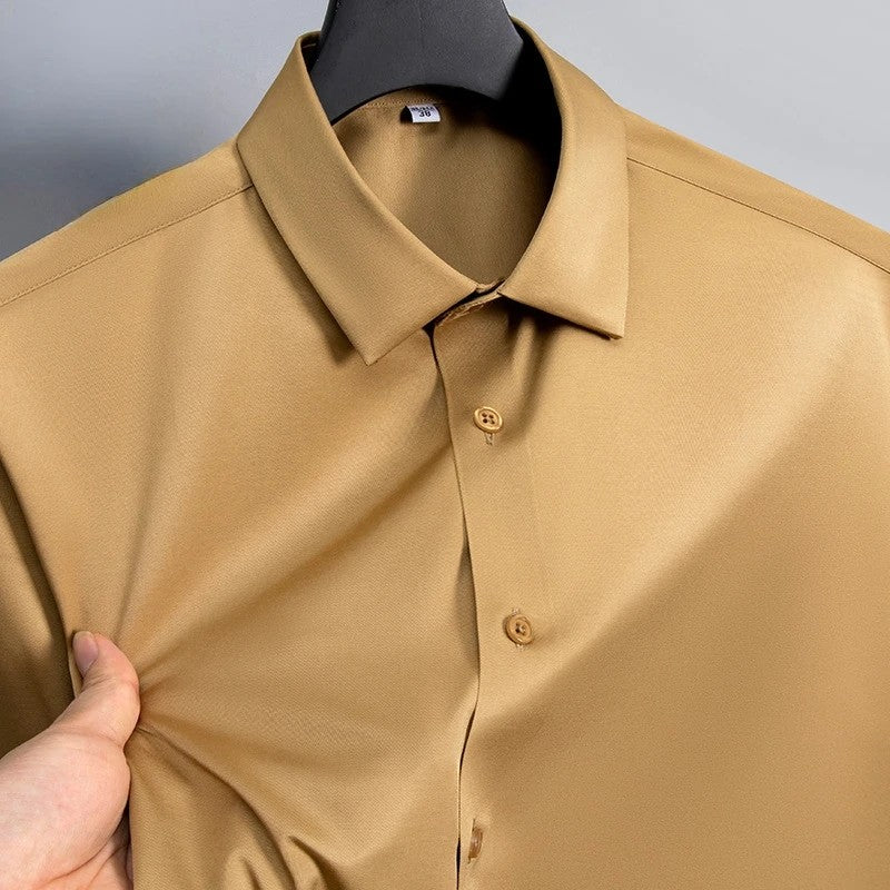 New Anti-Wrinkle Men Shirts Long Sleeve Dress Shirts For Men Slim Fit Camisa Social Business Blouse White Office Shirt S-6XL