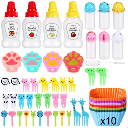 Garfo de Frutas Mini de 48-104 Peças Para Crianças Garfos Fofos de Lanche Palitos de Dente Acessórios de Caixa de Bento Divisórias de Silicone Para Lancheira
