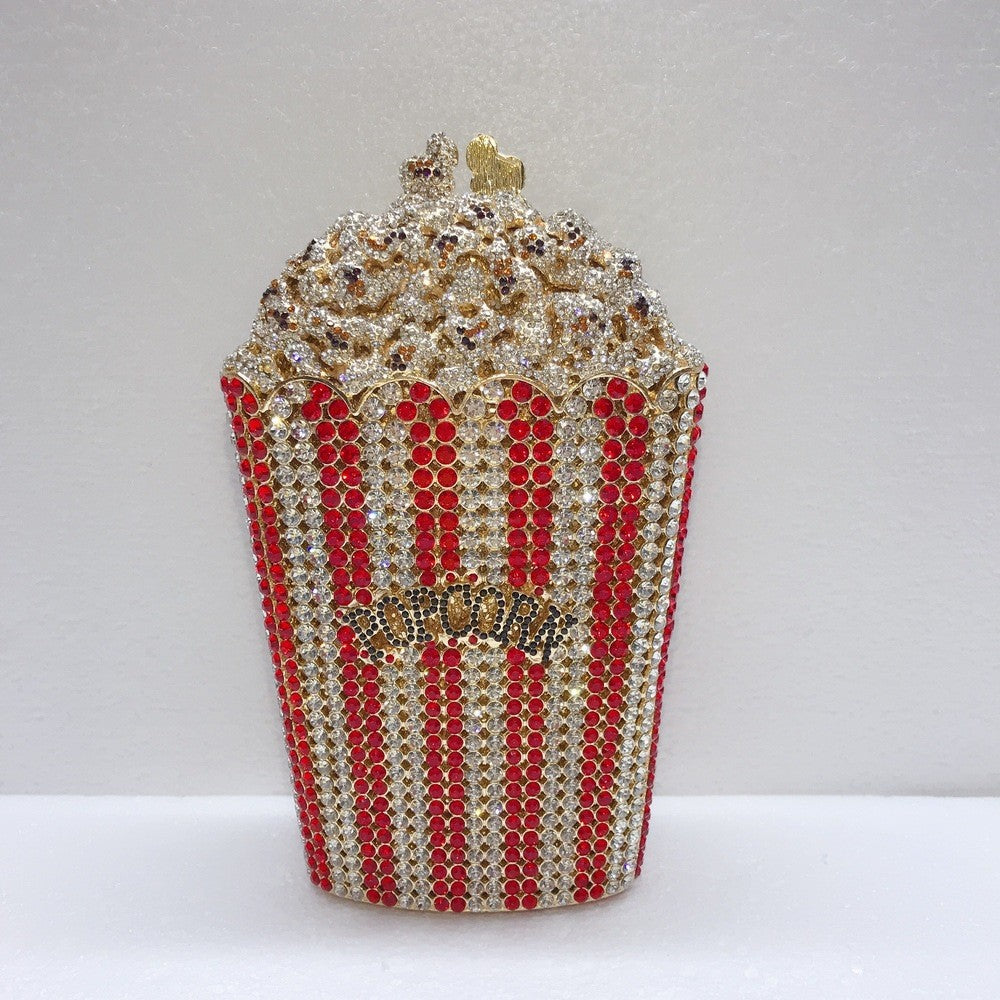 XIYUAN Popcorn Crystal Clutch Bags MINI Metal Box Minaudiere Purses Wedding Party Dinner Handbags Rhinestone Clutches Bags Gift