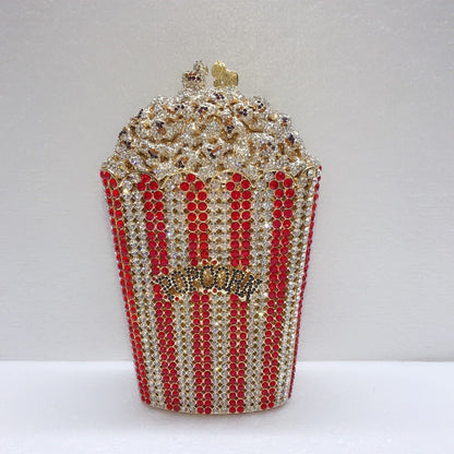 XIYUAN Popcorn Crystal Clutch Bags MINI Metal Box Minaudiere Purses Wedding Party Dinner Handbags Rhinestone Clutches Bags Gift