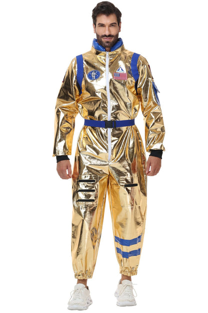 Adult Silver Astronaut Costume Men Women Spaceman Suit Space Jumpsuit Halloween Cosplay Party Dress Up