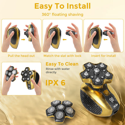 Sejoy Men 6D Floating Men Electric Shaver Wet Dry Beard Hair Trimmer Electric Razor Rechargeable Bald Head Shaving Machine