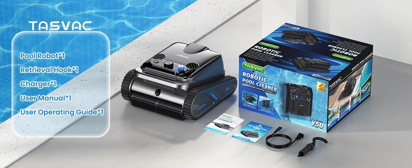 2025 Upgraded Y50 Auto Swimming Pool Cleaner Powerful Cordless Robotic Cleaner with 4 Motors Self-Parking for Above Ground Pools