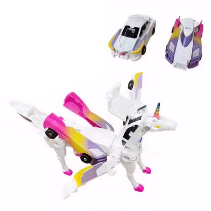 Unicorn Transformer: Brinquedo Carro Mágico de Transformação Super Combinação 2 em 1 Carro Magnético de Colisão que Transforma Brinquedo DIY para Crianças