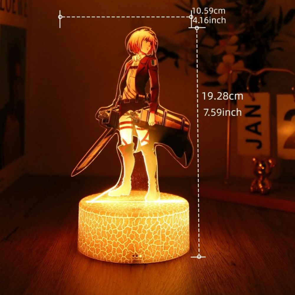 Anime Figures Attack on Titan 3D Lamp LED Night Light RGB16 Colors Lamps Remote Standing Sign Decor Bedroom Home Kids Toys Gifts