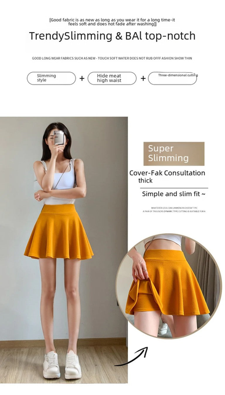 Bubble Short Skirt Women Half Skirt Anti Exposure High Waist Sun Underwear Hundred Pleats