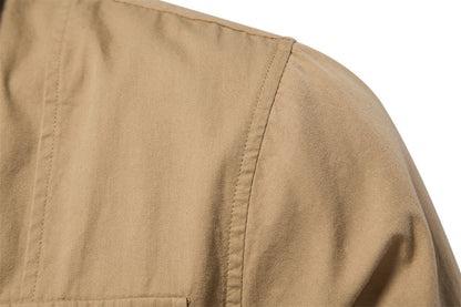 AIOPESON 2023 New Autumn Military Style 100% Cotton Pocket Shirt for Men Solid Color Slim Casual Men Shirts Long Sleeve