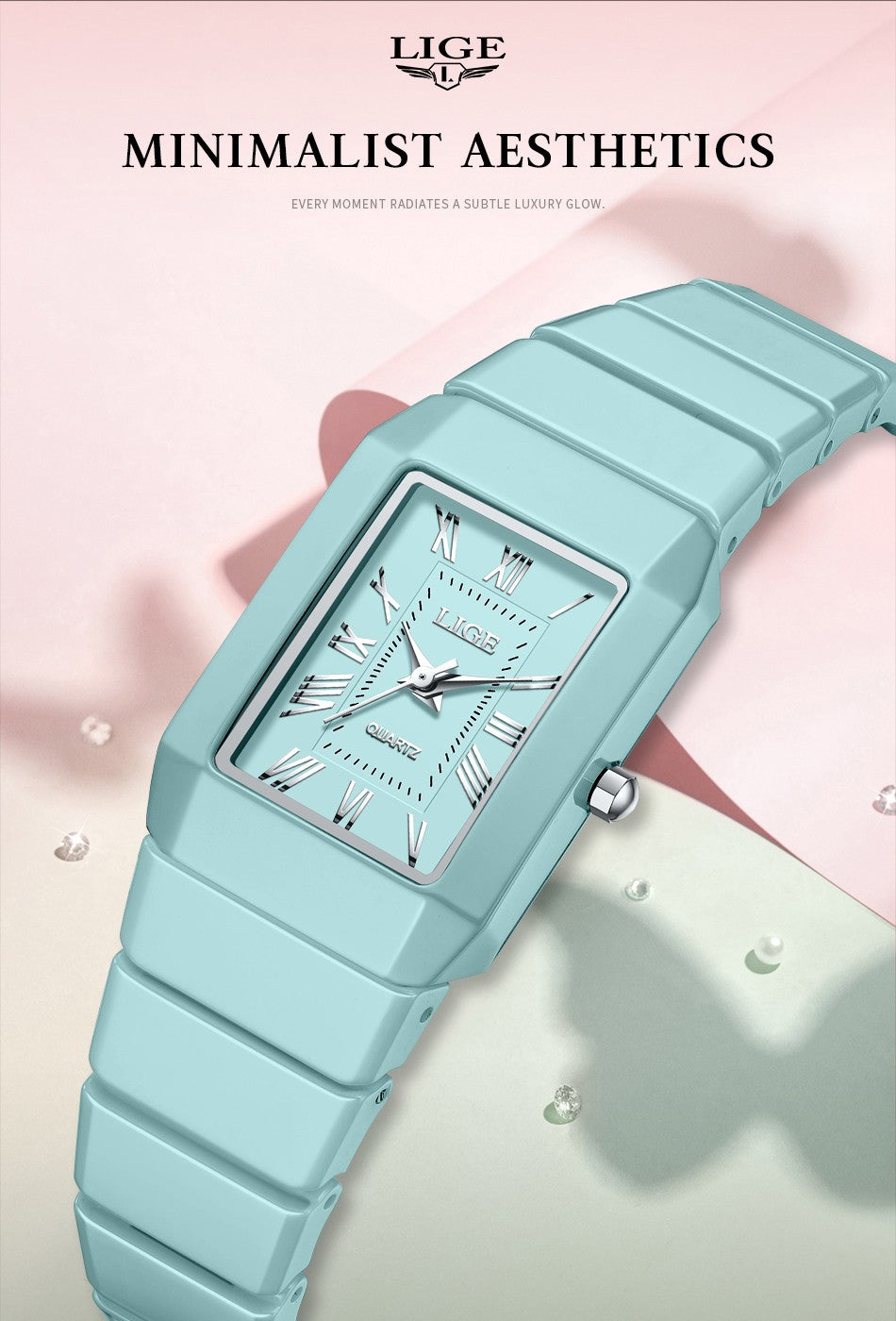 New Fashion LIGE Elegant Quartz Woman Watch Top Brand Luxury Ceramic Strap Waterproof Simple Dial Watches for Women Ladies Gifts
