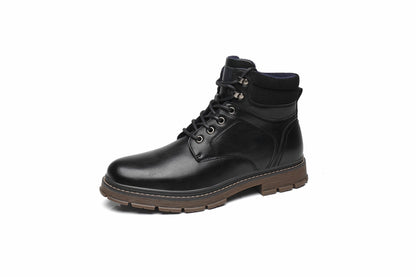 BHKH Botas Masculinas de Inverno da Moda botins Zíper Cadarço Botas de Tornozelo Sapatos Sociais Vintage de Negócios Sapatos Casuais de Couro Para Homens