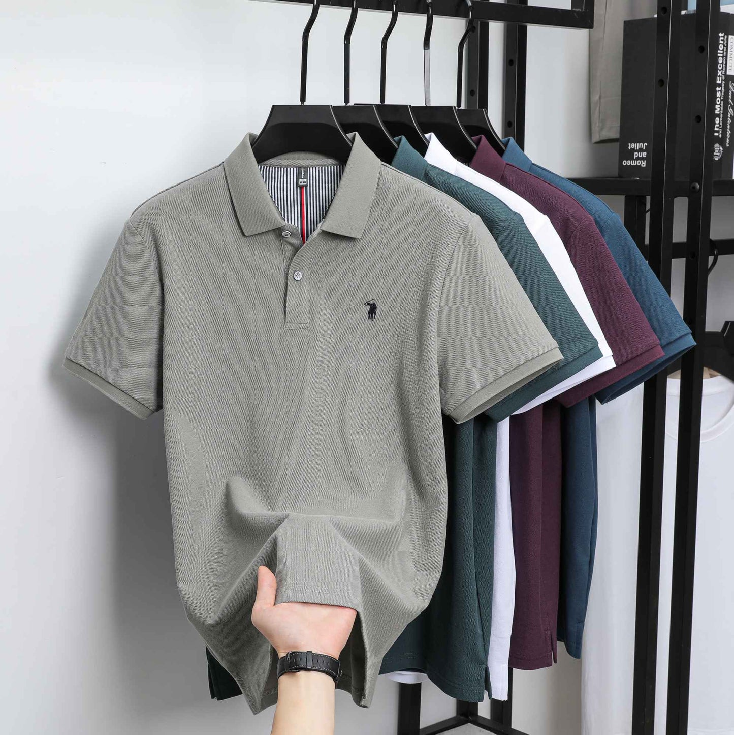 100% pure cotton summer new fashionable men's shortsleeved luxury customized business polo shirt exquisite embroidery Tshirt top