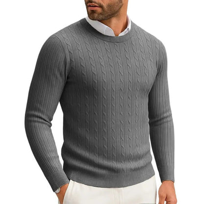 Men's Crewneck Knitted Pullover Sweater Fit Long Sleeve Casual Sweaters Winter Warm Twist Patterned Cable Work Jumper