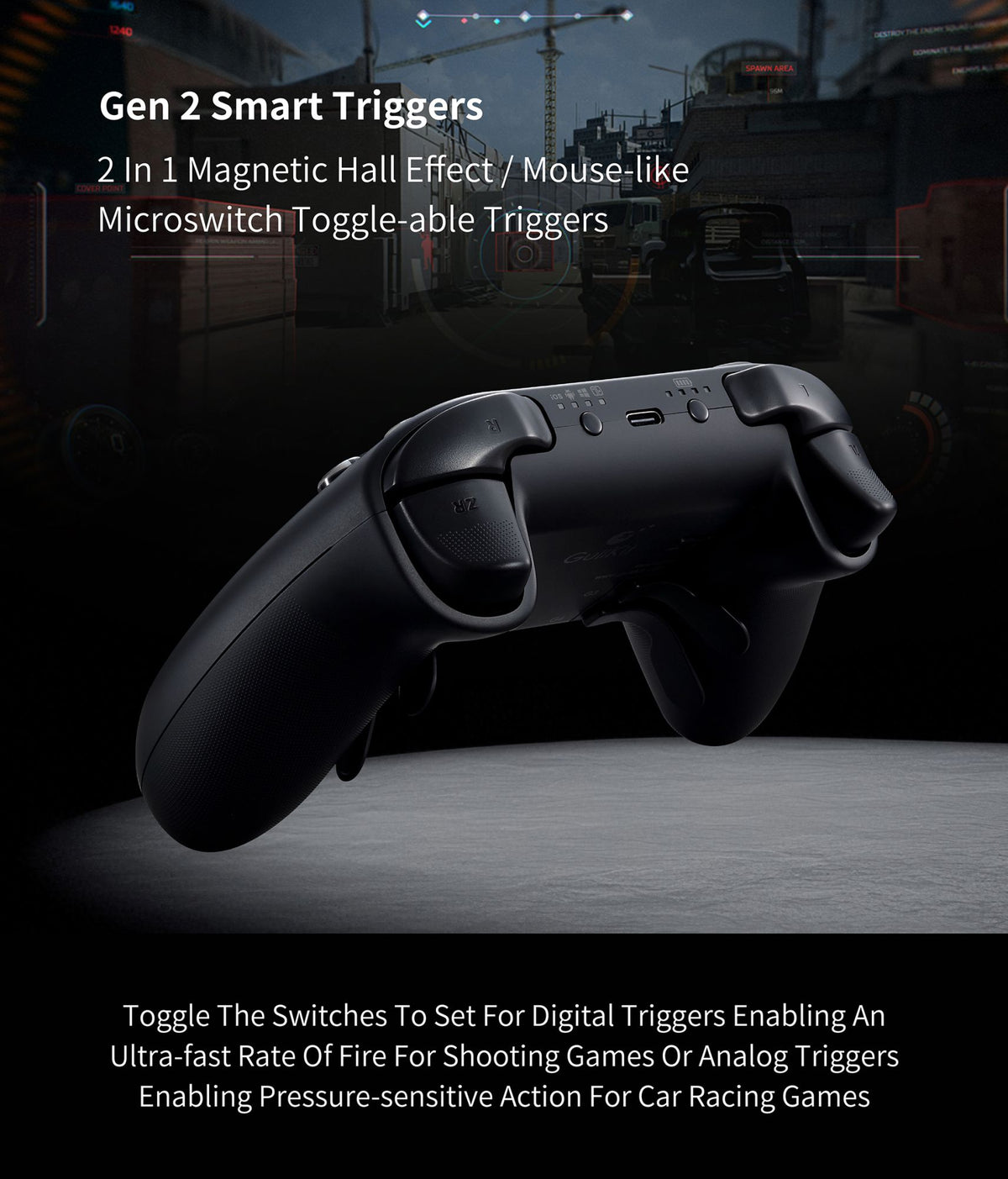 GuliKit TT Max Wireless Controller for Nintendo Switch 1/2 with Tension Adjustable TMR Joysticks for Windows Android iOS