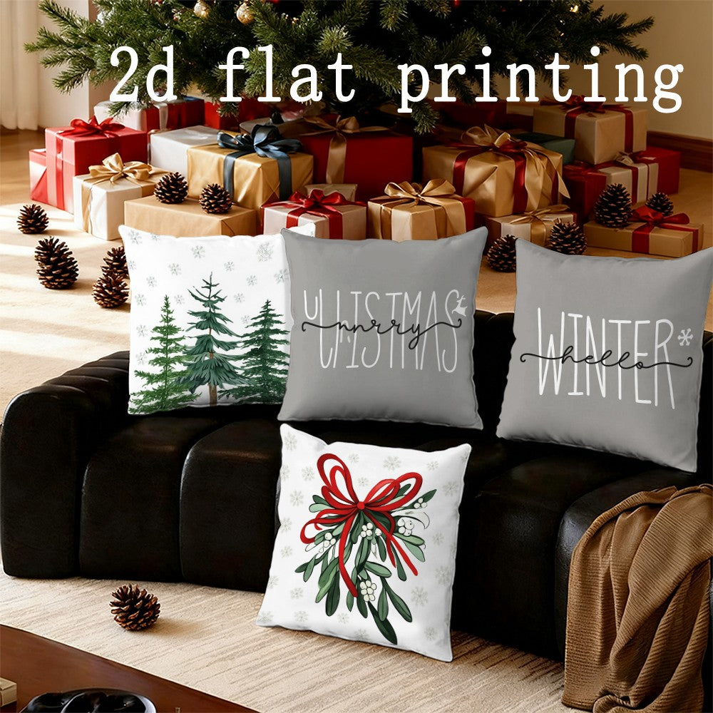 Home Decor Christmas & Winter Themed Digital Printed Pattern Cushion Cover Suitable for Sofa Bedroom Car Pillow Cover
