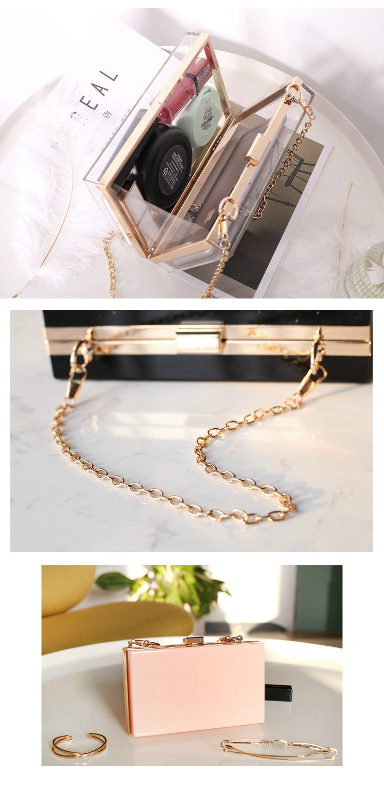 Clear Acrylic Box Evening Clutch Bags Women Boutique Chain Transparent Woman‘s Clutch Bag Purse and Handbags Wedding Party Ins