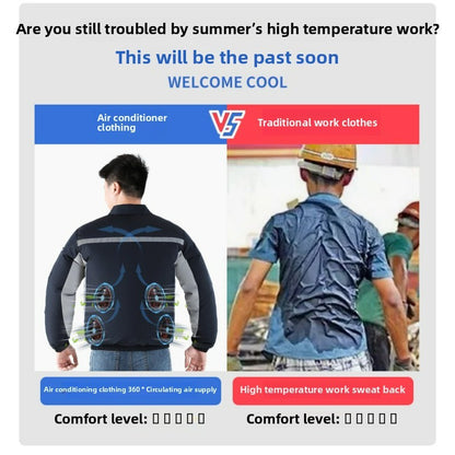 Summer Cooling Jacket Men's Hooded Fan Jacket Heat Resistant Fan Air Conditioner Clothes Breathable Outdoor Fishing Fan Workwear