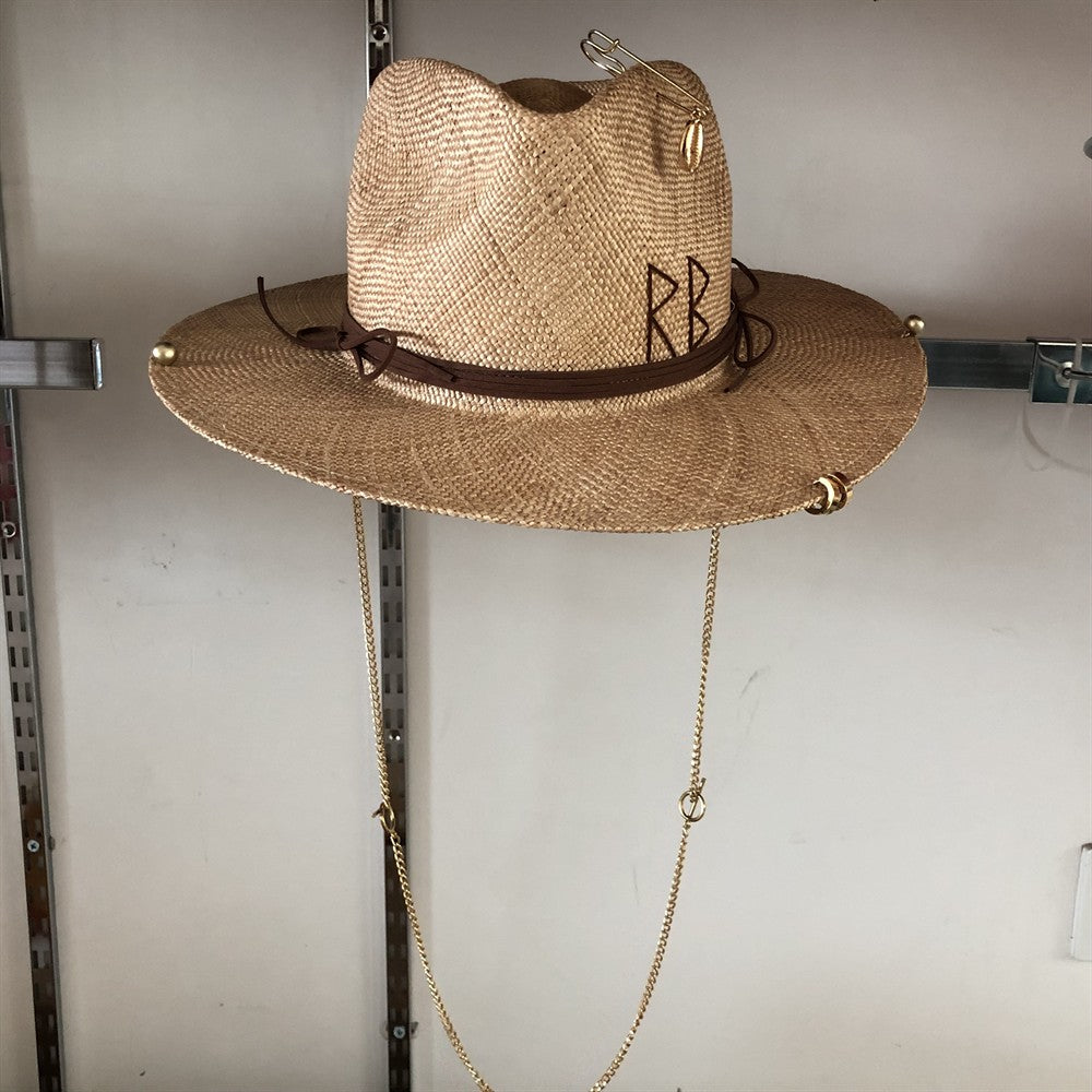 Chapéu de Palha Corrente Punk 2023 Novo Chapéu de Sol Acessórios Corrente Dourada Jazz Hip Hop Chapéu de Verão Estilo Punk Chapéu de Praia Chapéu de Igreja
