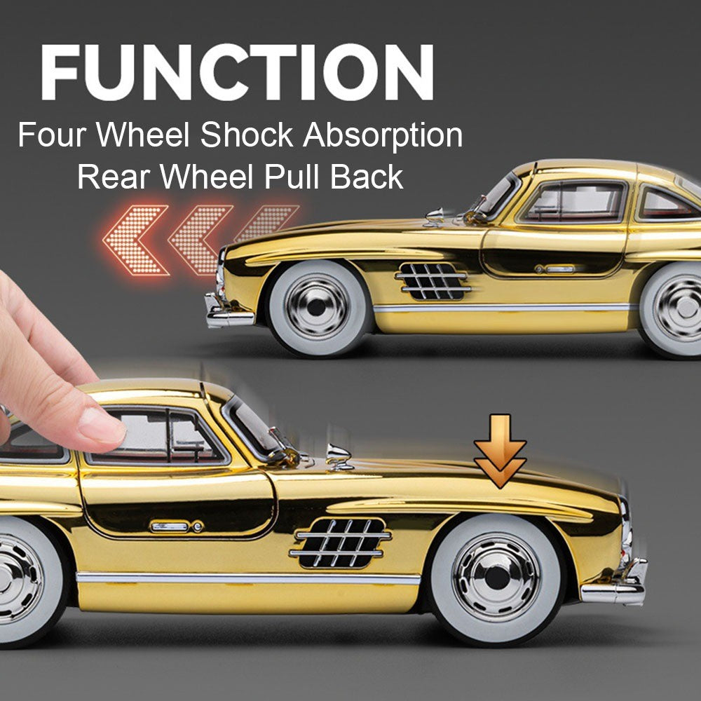 1:24 Visão GT 300SL Carro Esportivo Modelo Liga Fundida Brinquedos Som Luz Puxar para Trás Portas Abertas Veículos Miniatura Presentes para Crianças