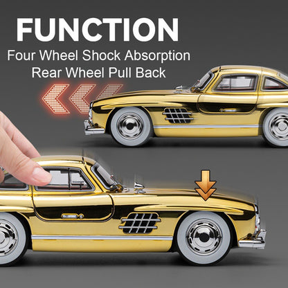 1:24 Visão GT 300SL Carro Esportivo Modelo Liga Fundida Brinquedos Som Luz Puxar para Trás Portas Abertas Veículos Miniatura Presentes para Crianças