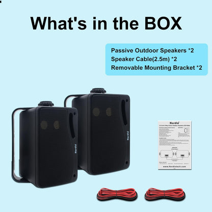 Caixas de Som Passivas Externas Herdio 3.5'' com Fio e à Prova D'água 200W, 3 Vias, Montáveis na Parede, Premium, Para Pátio, Barco Náutico