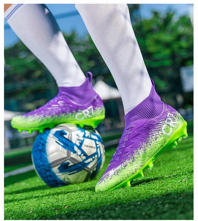 Men Soccer Shoes Football Boots Ultra-light Non-slip Long Spikes Outdoor Professional Cleats Grass Sports Shoes Match Sneakers