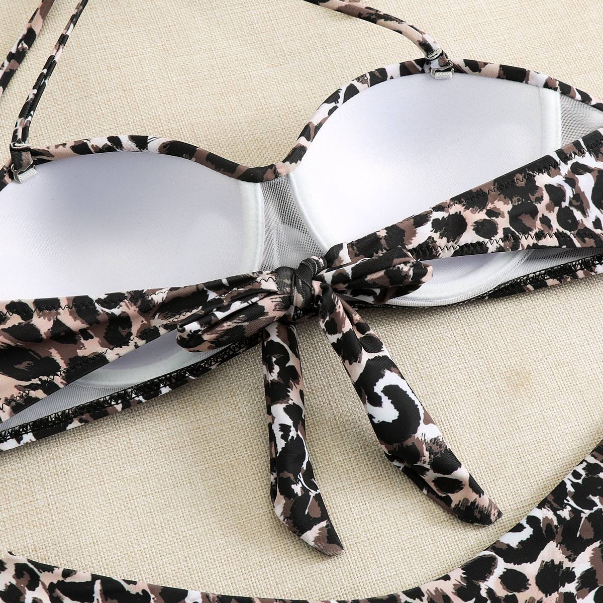 Push Up Bikini Set Women's Swimwear 2024 New Halter Bandeau Underwire Swimsuit Beach Bathing Swimming Suit for Women