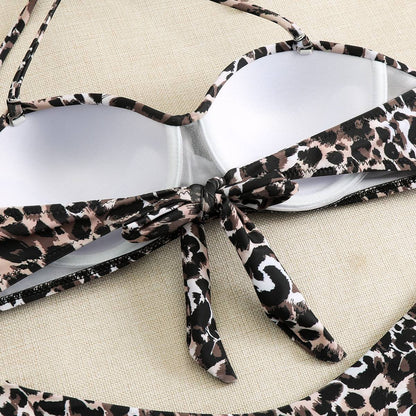 Push Up Bikini Set Women's Swimwear 2024 New Halter Bandeau Underwire Swimsuit Beach Bathing Swimming Suit for Women