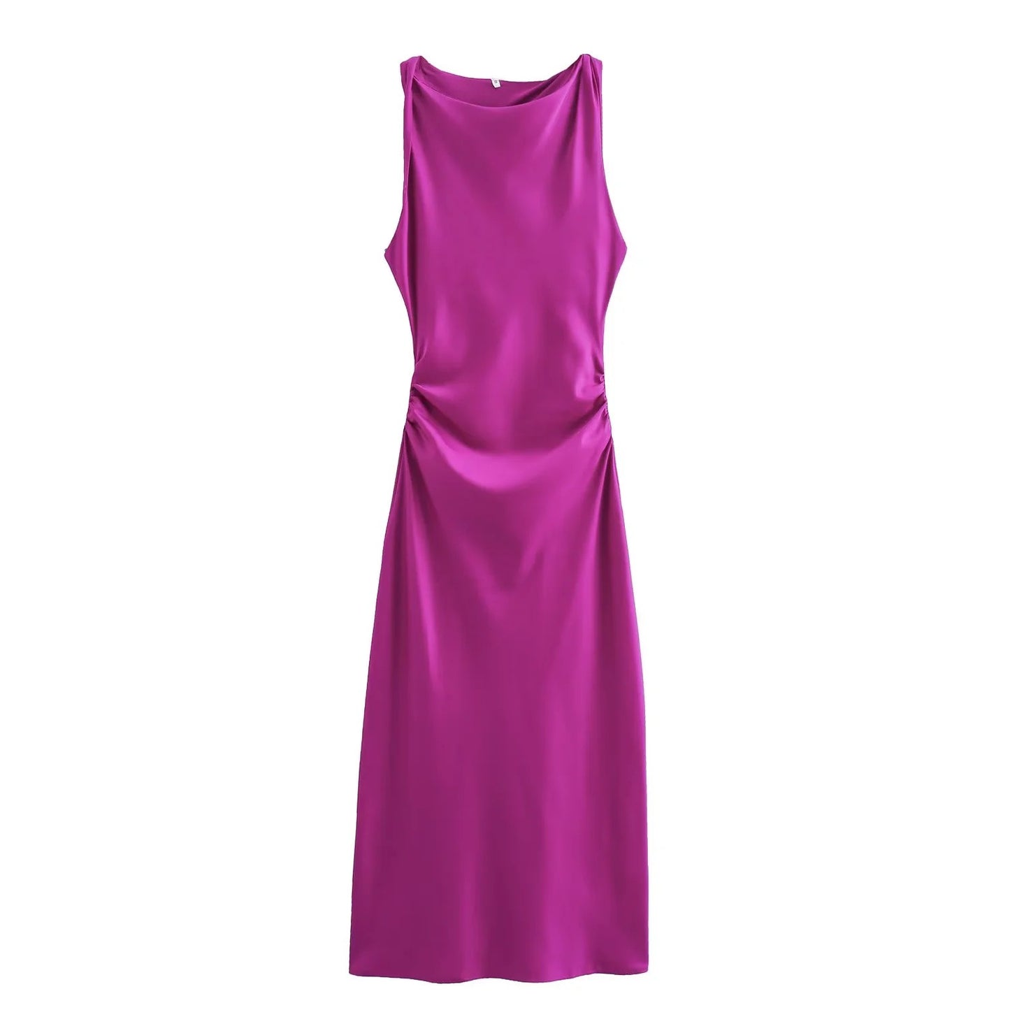 TRAF Satin Long Dresses for Women 2024 Summer Slip Midi Dress Woman Sexy Evening
