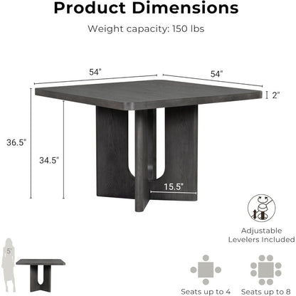Selyra Modern Solid Wood Square Counter Height Dining Table, 54-inch, Seats 8, Easy Assembly