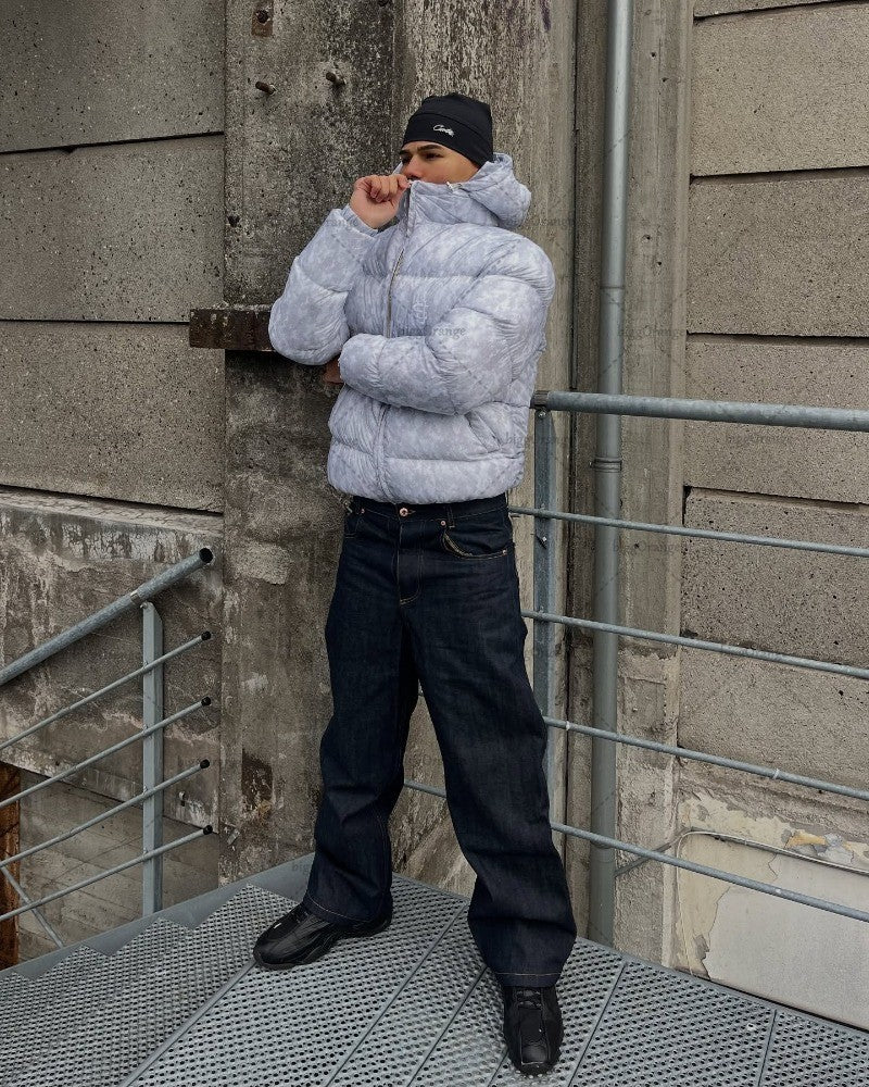 2025 High Street Harajuku Fashion Waterproof Zipper Hooded Jacket Men Streetwear Retro Camouflage Embroidered Warm Coat Women