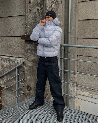 New European and American Trendy Streetwear Waterproof Hooded Jacket Men High Street Retro Solid Color Warm Zipper Coat Women