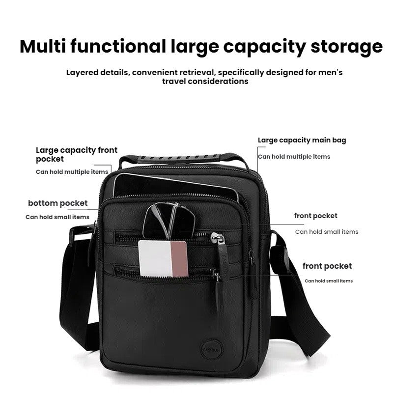 Fashionable Men's Crossbody Bag, Adjustable Shoulder Strap, Multiple Pockets, Business Bag, Commuting Bag, Daily Bag, Etc