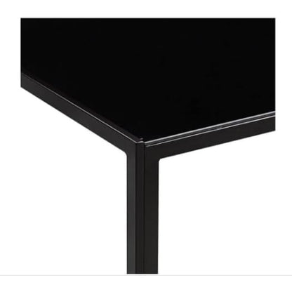Modern Rectangular Dining Table with Black Glass Top, Steel Frame, Seats 4, Easy to Clean, Ideal for Kitchen Use