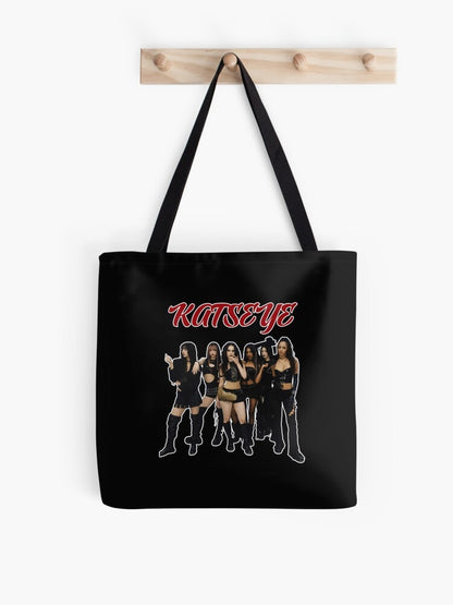 Katseye Tote Bag Korean Kpop Shopping Bag Print Original Design White Unisex Travel Canvas Casual Bag Commuting Portable Handbag