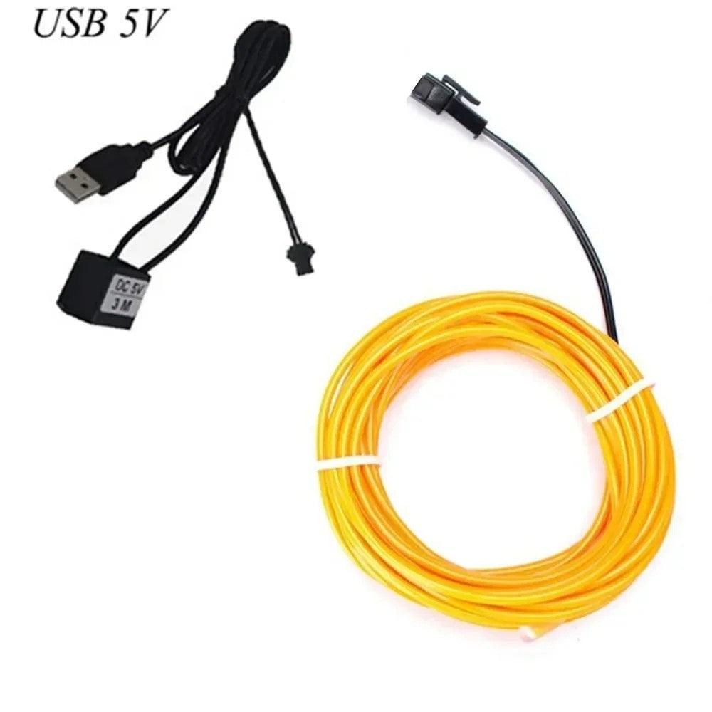 1M/3M/5M Flexible Neon Light Ball Dress Decoration Light EL Luminous Cable Party DIY Atmosphere Light Waterproof LED Strip