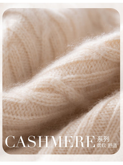 Autumn Winter 100% Cashmere Hat Double Layer Thickened Reversible Cold-Proof Unisex Knitted Wool Hat Versatile Ear Protection