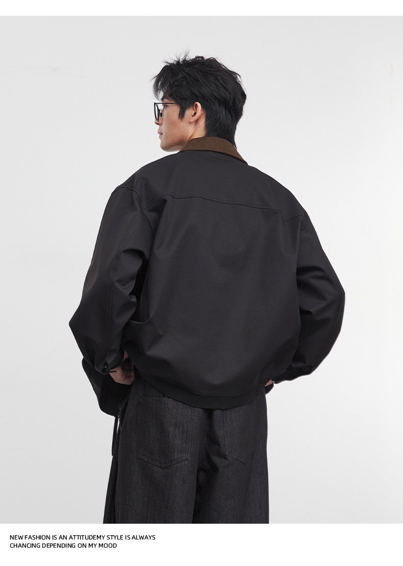 American Retro Men's Fashion Jacket 2025 Spring and Autumn New Loose Solid Color Lapel Workwear Top Men's Jacket