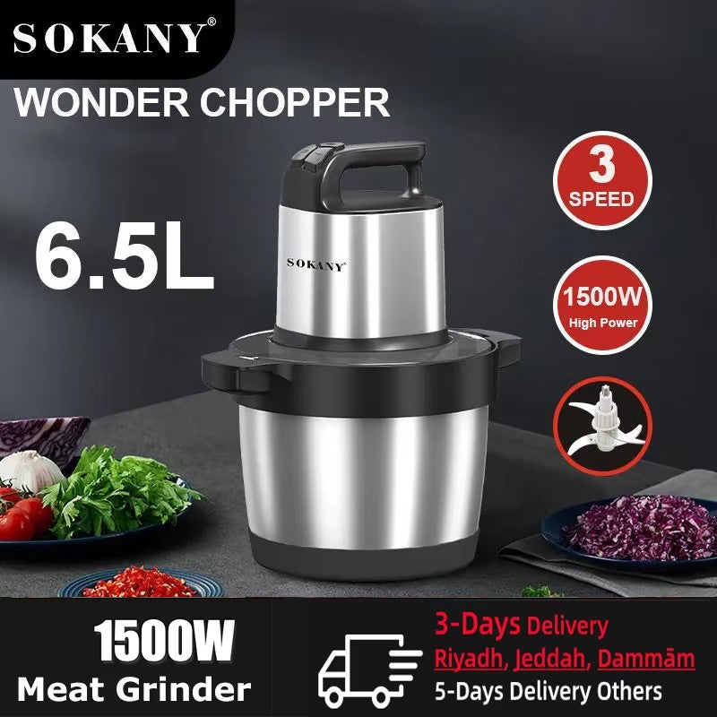 Processador de Alimentos 6.5L Moedor de Carne Elétrico Fatiador de Vegetais de Aço Inoxidável Picador Triturador Liquidificador de Cozinha Eletrodoméstico