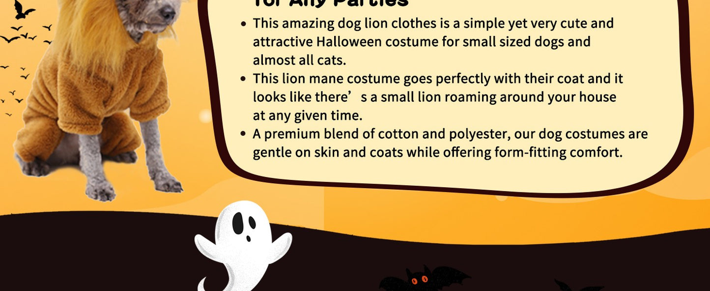 ATUBAN Dog Lion Costume Pet Clothes for Party Simulation Lion Pet Outfits,Cosplay Dress up Pet Lion Hoodie Cat Costume for Party