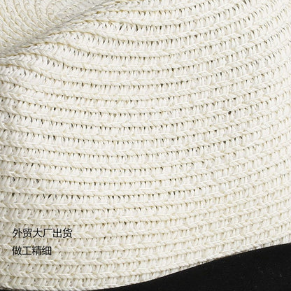 LNPBD Moda verão chapéu de palha feminino branco de aba reta larga chapéu jazz fedora chapéu de sol boné de praia verão