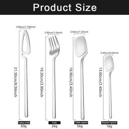 16pcs Dinnerware Set Stainless Steel Cutlery Set Mirror Silverware Knife Fork Spoon Tableware Flatware Set Dishwasher Safe
