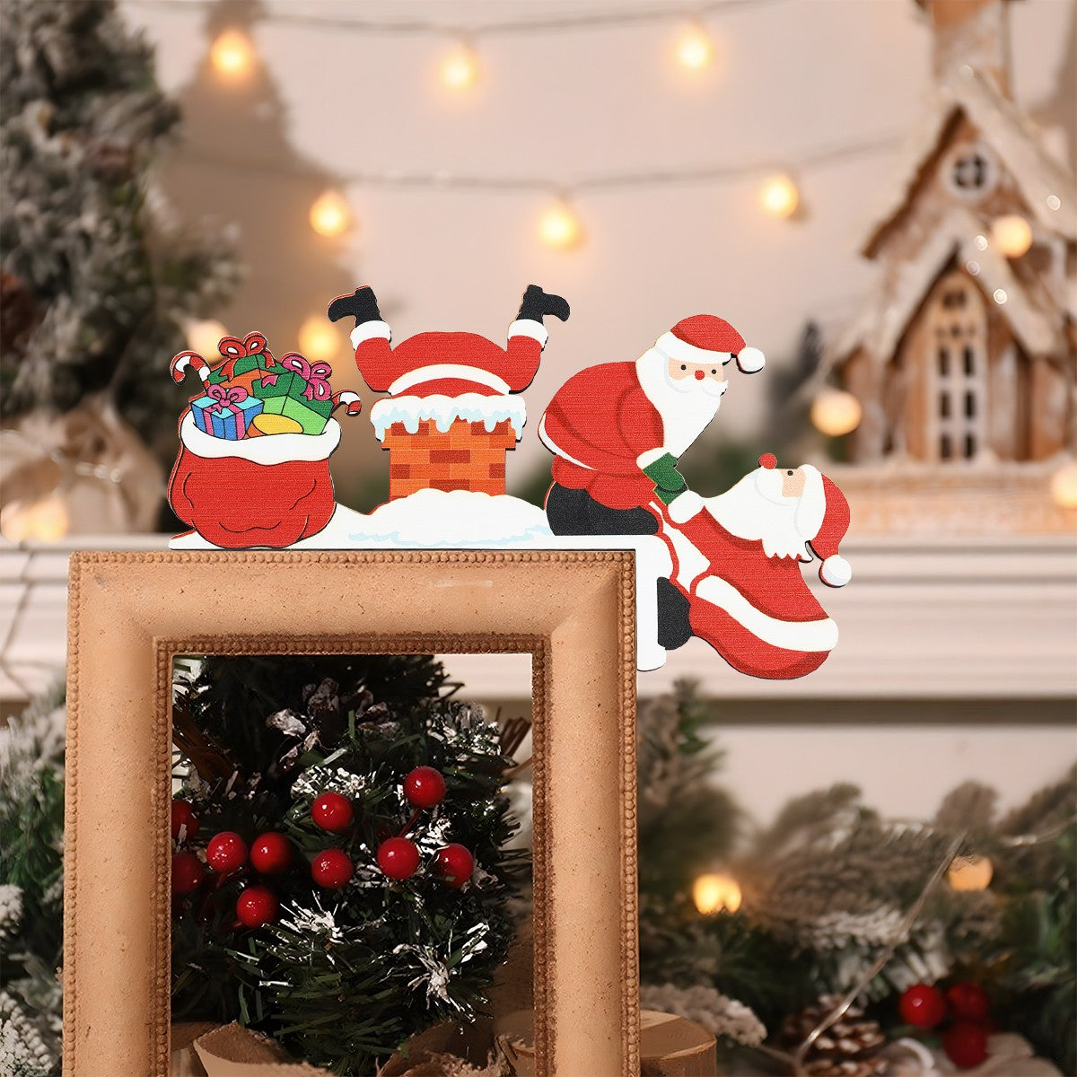 Christmas Gingerbread Man Wooden Door Frame Decoration Merry Christmas Decor for Home 2025 Navidad Xmas Ornament New Year 2026