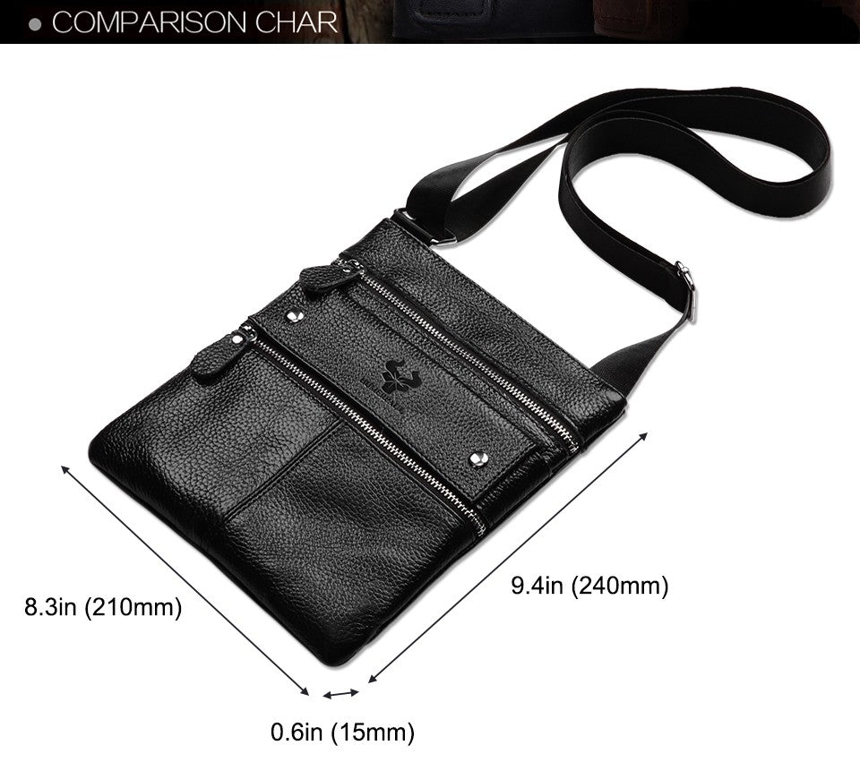 HUMERPAUL Genuine Leather Men's Crossbody Bags Large Capacity Shoulder Sling Bag Multifunction Short Travel Messenger Pack