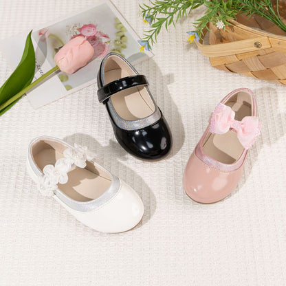 Fashion Children's Flat Shoes Non-slip PU Leather Shoes 3-colors Comfortable Wear-resistant All-season Mary Jane Princess Shoes