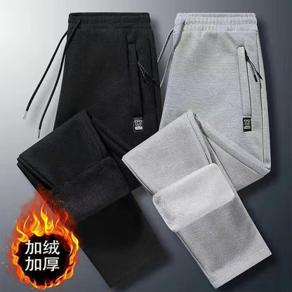 Winter Warm Lambswool Sweatpants Men's Plush Thicken Casual Joggers Trousers Male Fashion Loose Soft Waterproof Cargo Down Pants