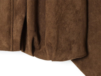 Women's Jacket Fall 2025 New Solid Color Long-Sleeved Faux Suede Loose Bomber Jacket Casual Fashion Personality Versatile