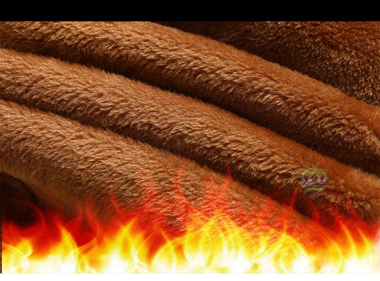 OUSSYU Brand High Quality Winter Outdoors Fleece Warm Pants Men Zippered Pocket Business Straight Flocking PU Trousers Plus Size