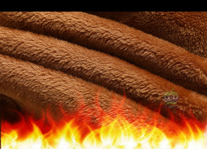 OUSSYU Brand High Quality Winter Outdoors Fleece Warm Pants Men Zippered Pocket Business Straight Flocking PU Trousers Plus Size