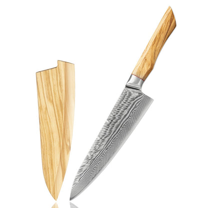 Conjunto de facas de cozinha para chef Damasco 67-LAY, faca japonesa Santoku Nakiri, faca utilitária, faca para desossar, faca de cozinha com cabo de madeira de oliveira HD