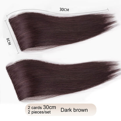 2 peças/conjunto de preenchimento capilar sintético, extensões de cabelo, peça de abertura e de reposição para topo, artefato de reposição