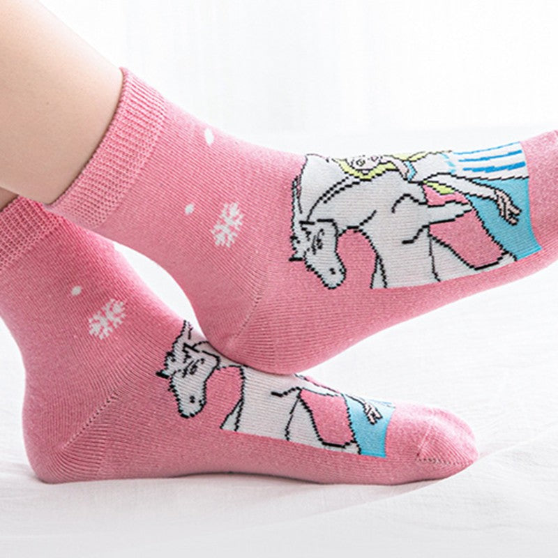 Novas Meias Infantis Congeladas de Anime Kawaii Elsa Anna Princesa Algodão Outono Inverno Meias Disney Princesa Menina Presentes Infantis